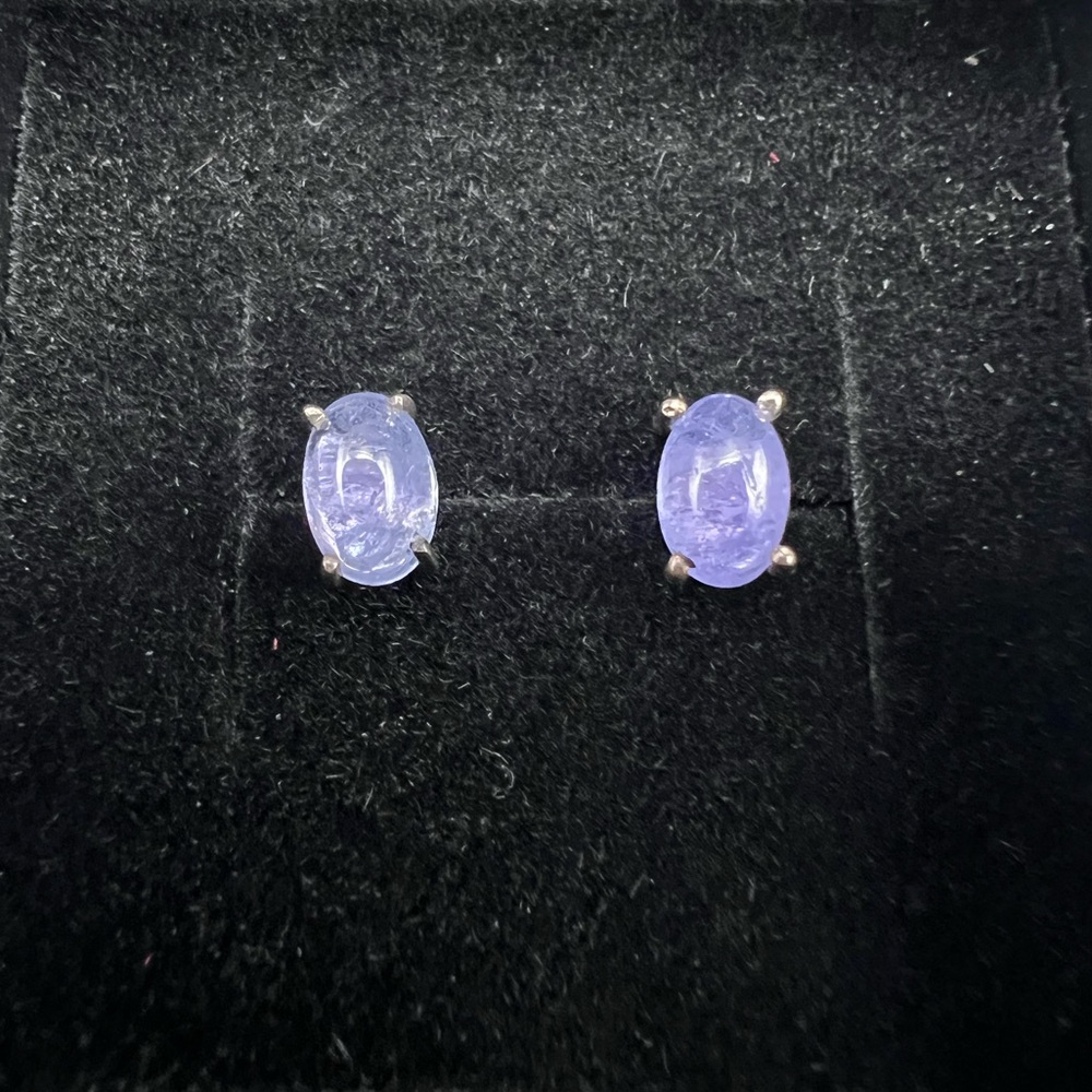 Sterling Silver Tanzanite Stud Earrings